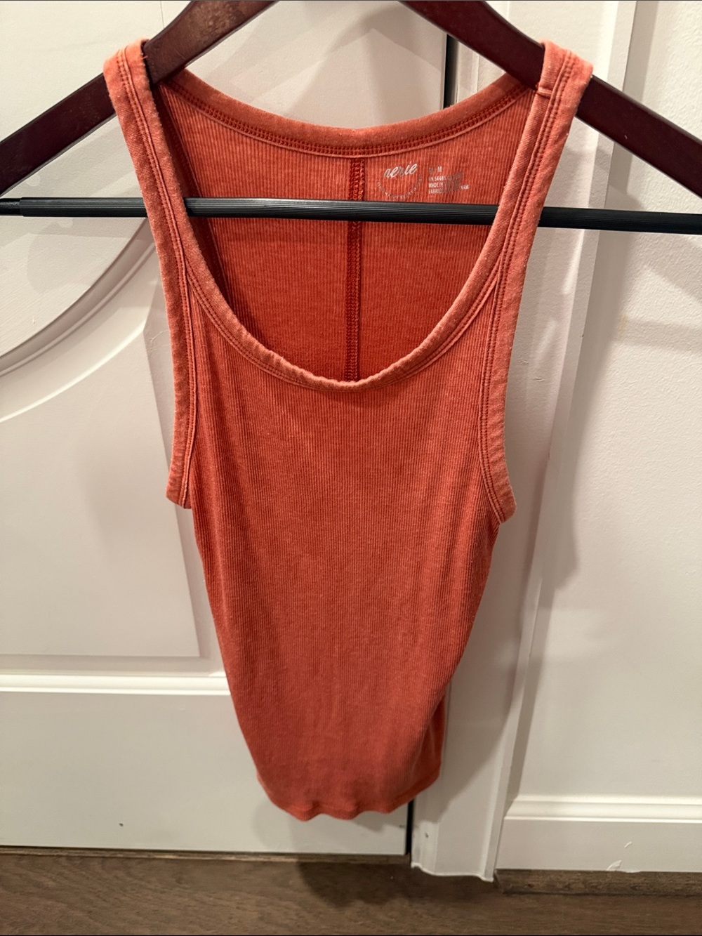 aerie Ribbed Scoop Tank Top in Rust Orange